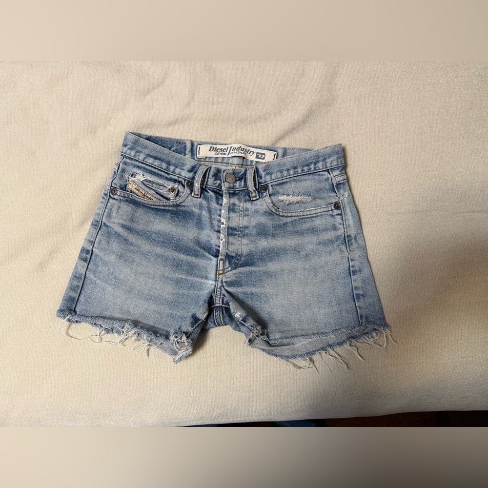 Diesel Industry Low Rise Distressed Cutoff Denim Shorts (Fits 25–26)
